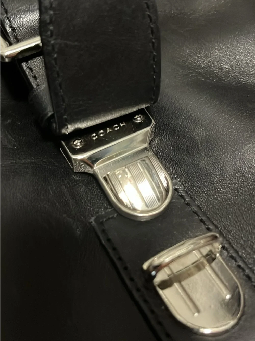 Black Men's Leather Messenger Bag - Classic Buckle Design